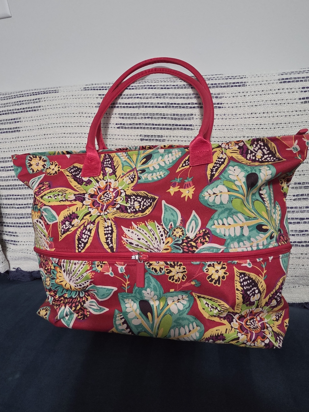 Vera Bradley Canvas Expandable Tote Bag with Zipper Pocket